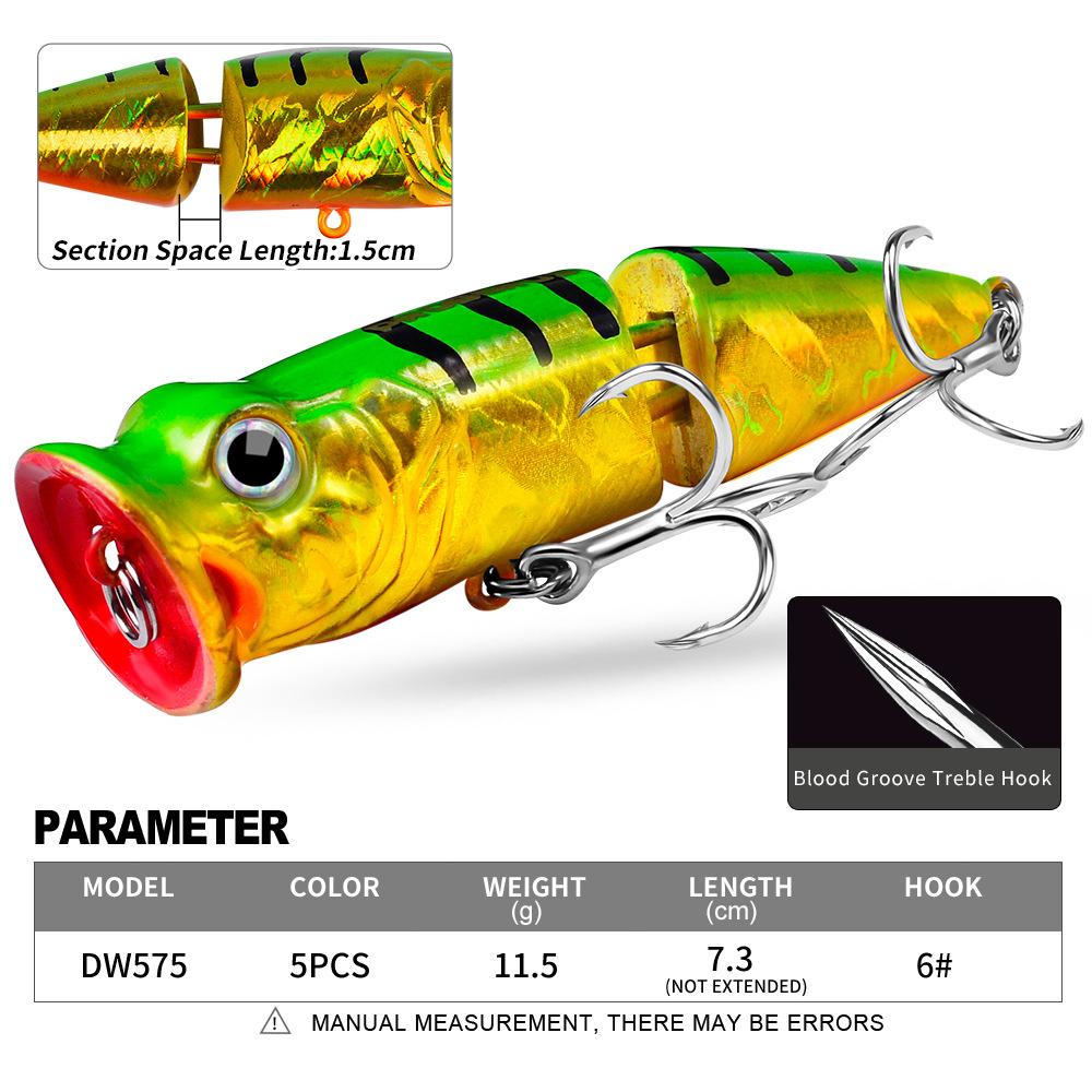 Floating Water Wave Climbing Road Subbait 7.3cm 11.5g Simulated Fish Bait Big Mouth Water System Poppa Bait Hard Bait