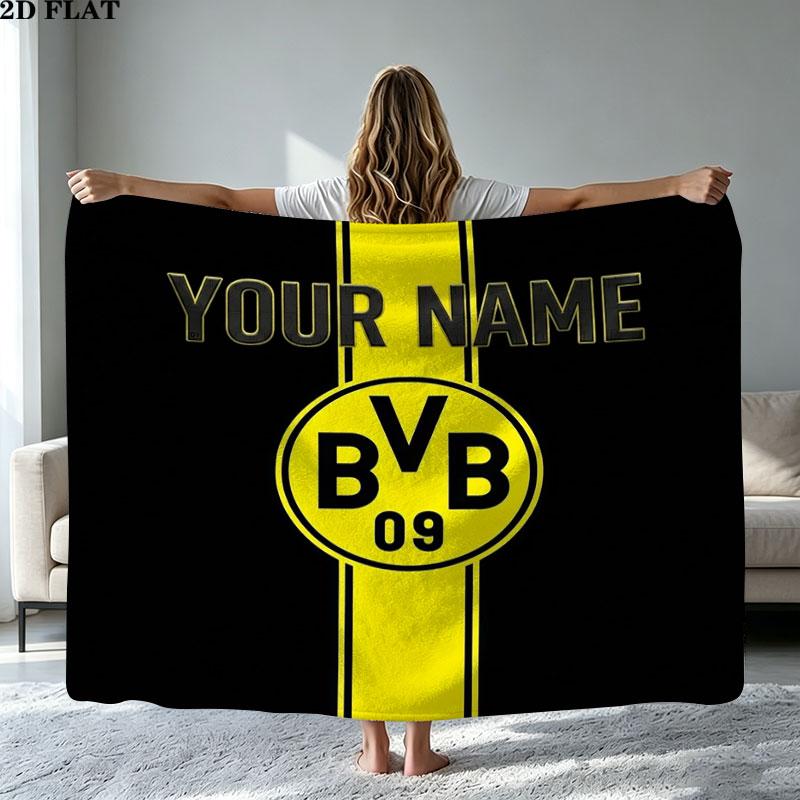 1PC Borussia Custom Name Patterned Flannel Blanket Suitable For All Seasons for Home Decor Warmth and Comfort Gifts Holiday Present
