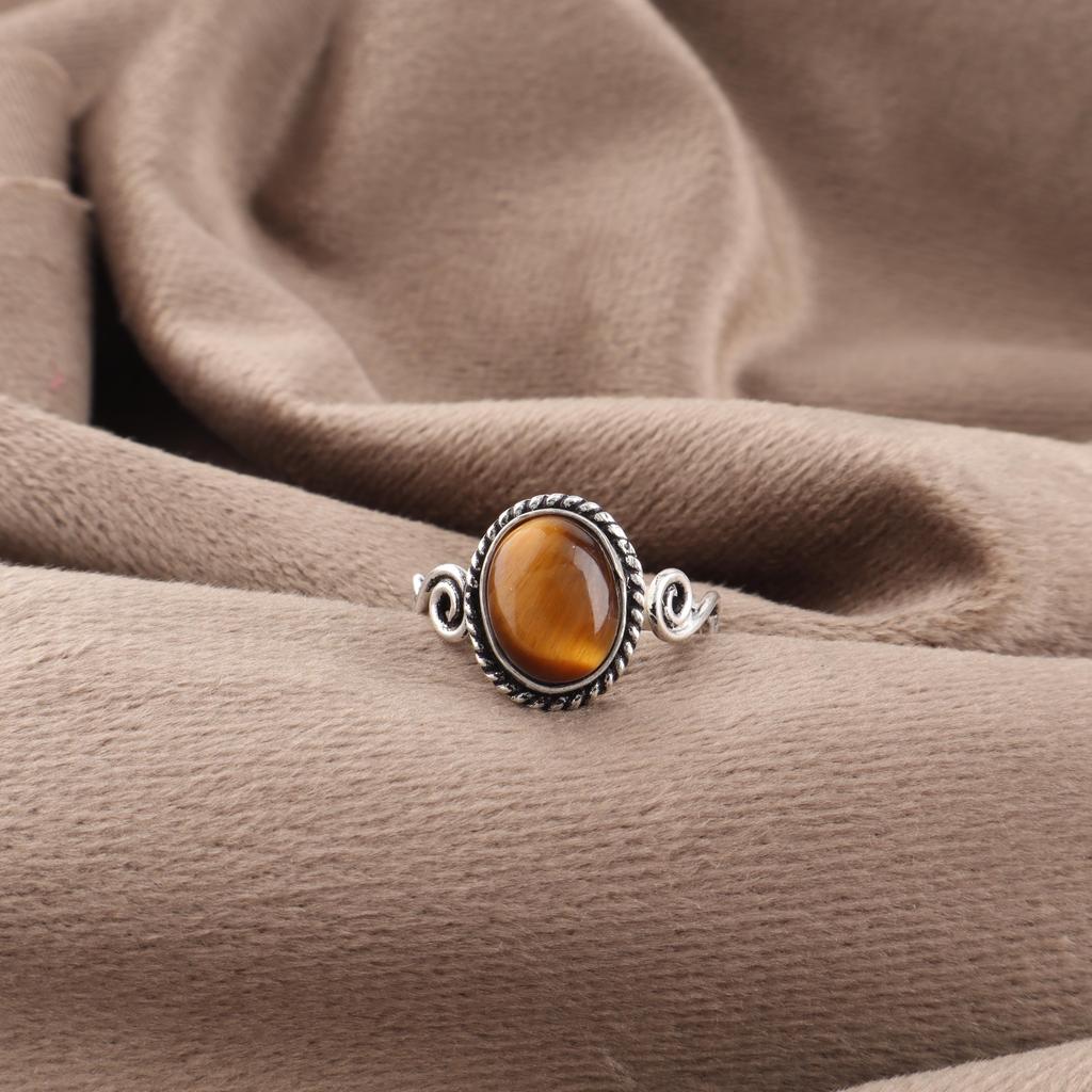 Yellow Tiger's Eye Gemstone Ring Jewelry, 925 Solid Sterling Silver Jewelry, Handmade Ring Gift For Women