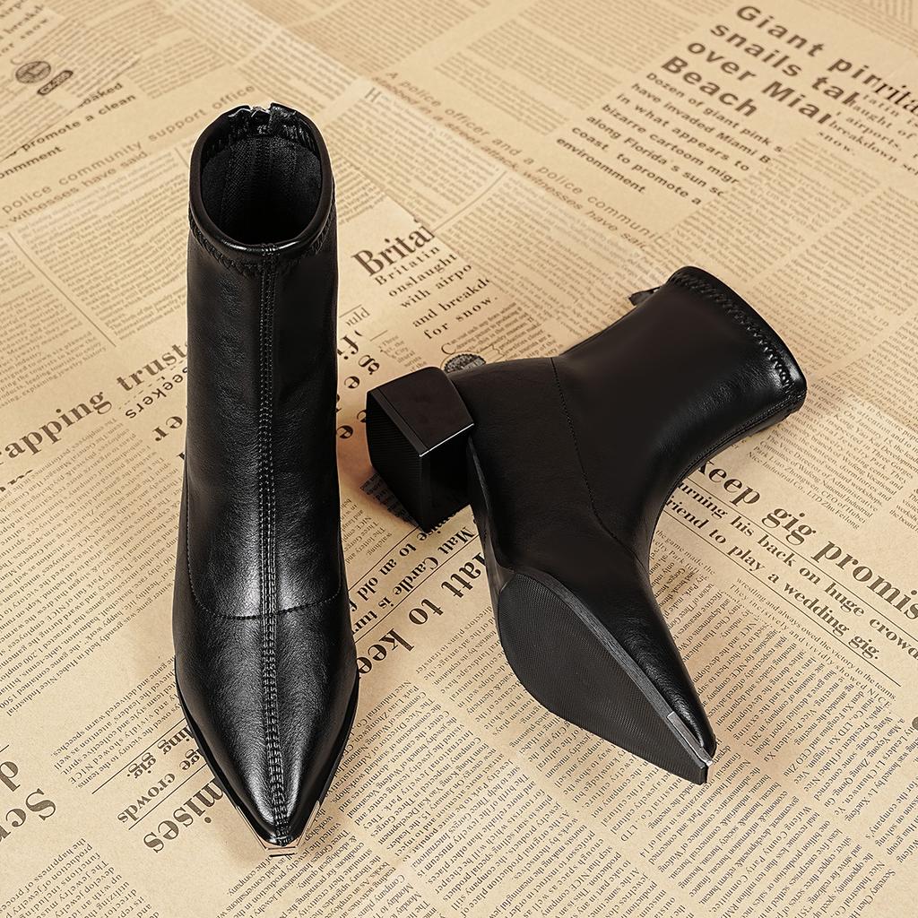 New Women's Ankle Boots Sexy Pointed Toe Woman Short Boots Fashion Causal Ladies Thin High Heel Boots Solid Color Stiletto