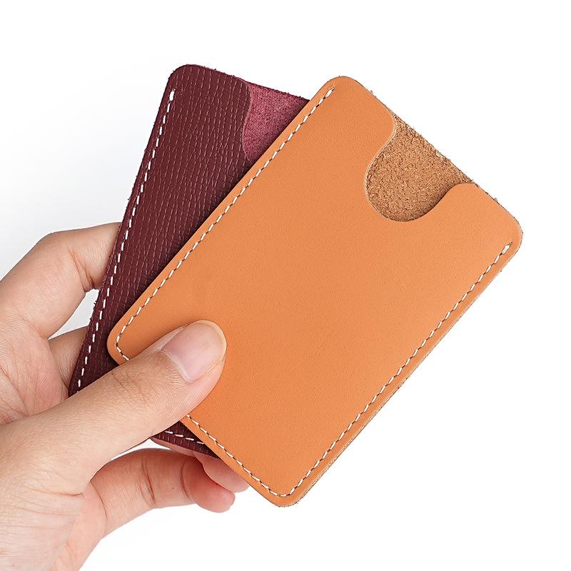 Ultra-Thin Cowhide Leather Card Holder - Palm Grain ID, Bus & Subway Card Case
