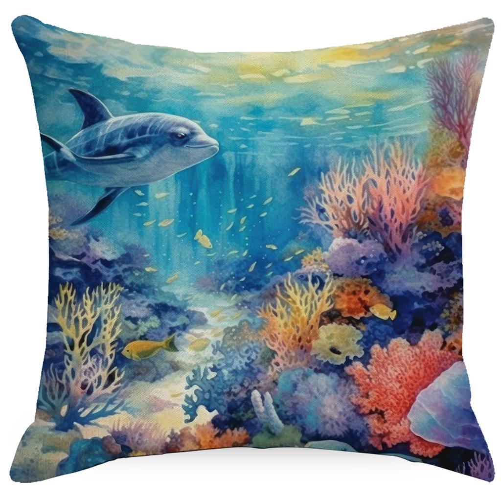 Colorful Marine Life Shell Pillowcase Summer Holiday Beach Hotel Decorative Cushion Cover
