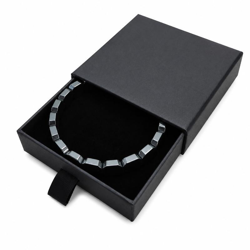 Hematite Beaded Bracelet for Men Natural Stone Stretch Healing Jewelry for Anxiety Relief Office Daily Wear