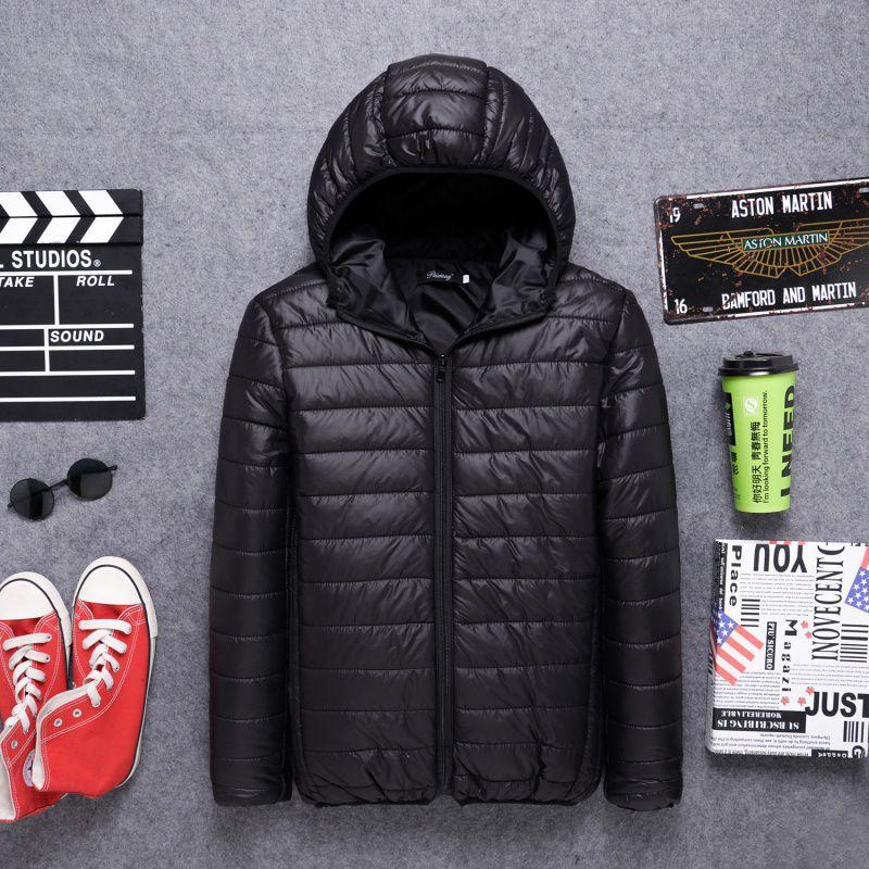 Hooded Padded Jacket Mens Short Youth Large Size Everyday Winter Padded Jacket