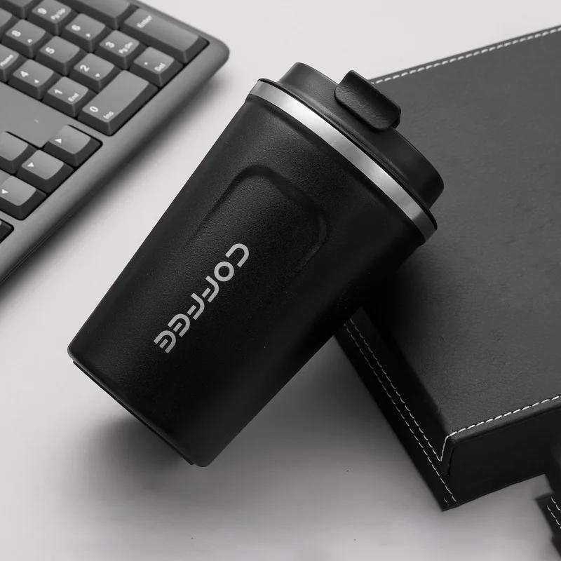 

380/510 мл Кружка для кофе из нержавеющей стали Портативный тамблер Вакуумные термосы Автомобильная термокружка Сохраняет холод и тепло Термокружка Кружка для кофе 380ML чёрный