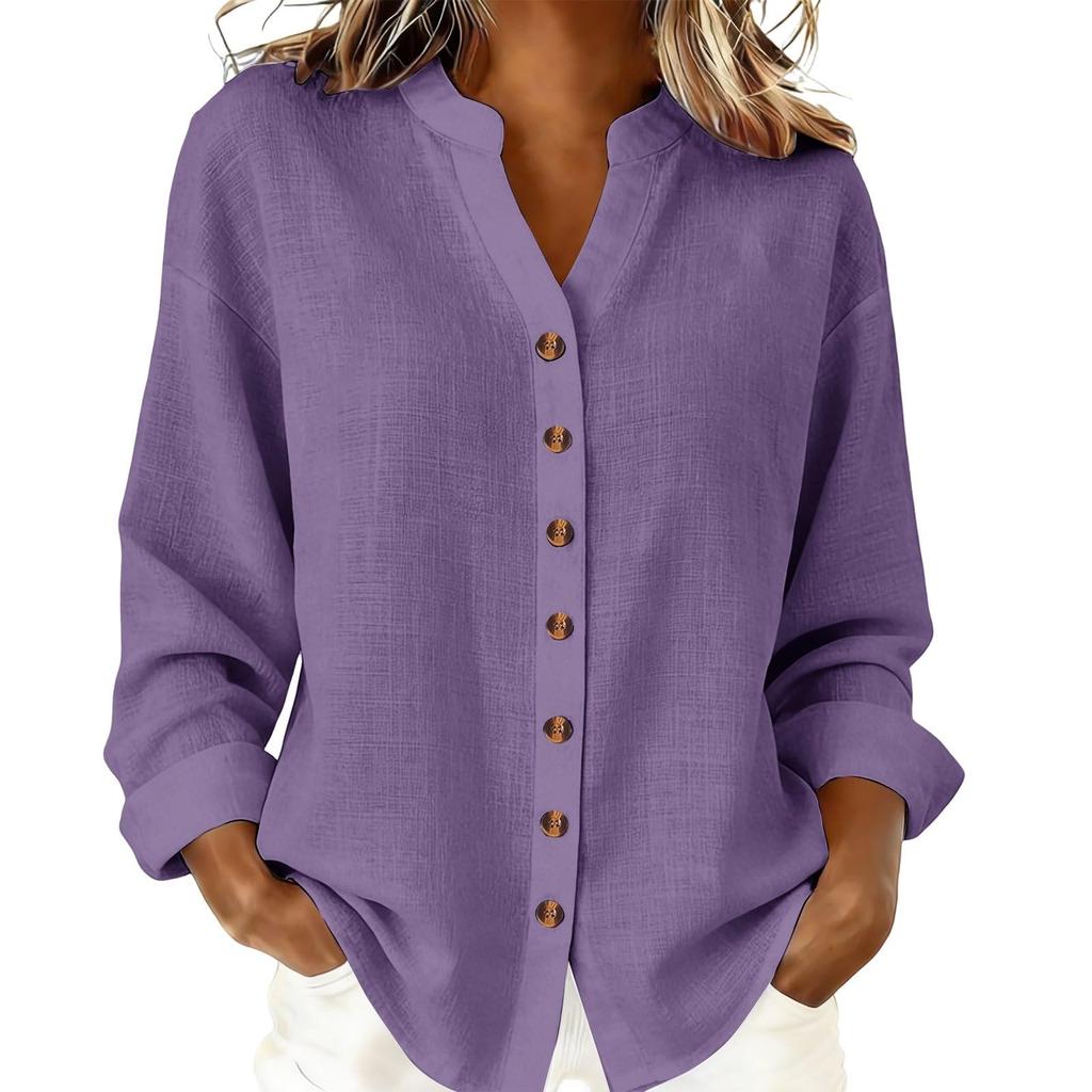 Women's Fashion Casual -Colour Long-Sleeved Button-Front Cardigan Shirt T-Shirt Top