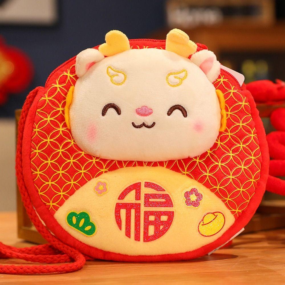 Lucky Money Wallet 2024 Red Envelope Hongbao Dragon Year Mascot Creative Money Packing Bag  Kids