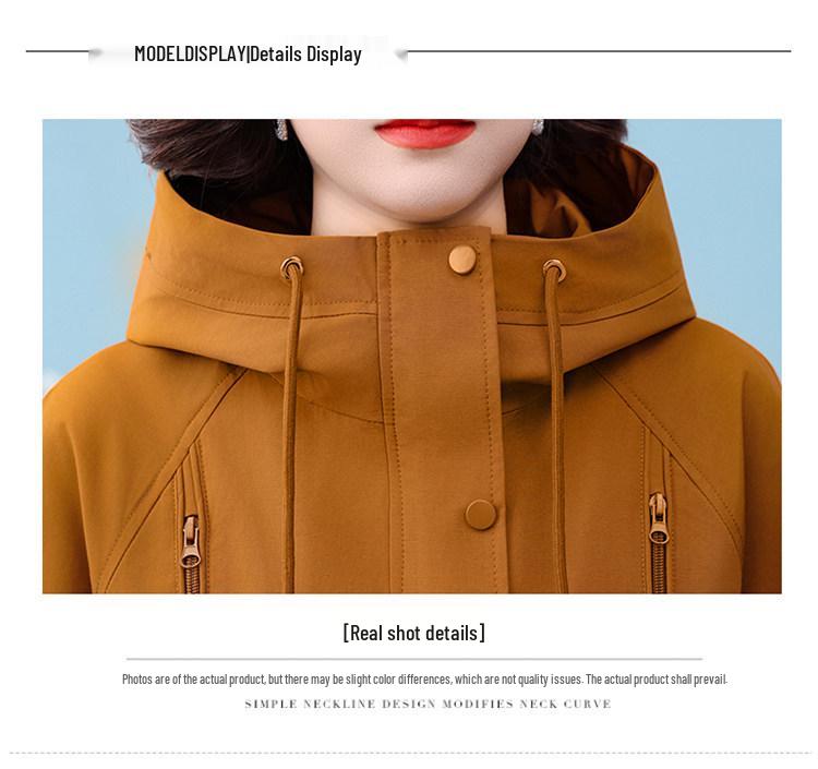 Spring & Autumn Hooded Windbreaker for Middle-Aged and Elderly Women - Plus Size Jacket, Perfect Mother’s Day Gift