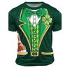 St. St. Patrick's Day Muster T-Shirt Für Herren Kleeblatt Fake Anzug 3D Gedruckte T-Shirts Lässig Unisex Kurzarm Rundhals Oberteil Street T-Shirts