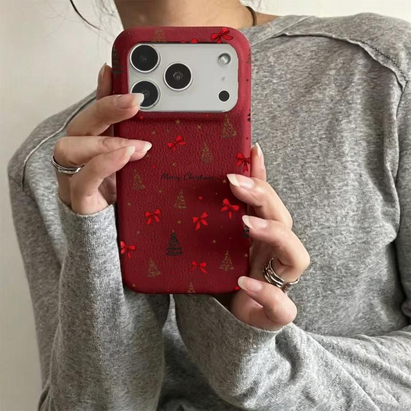 White Snow Stars Christmas Tree Phone Case for iPhone 18 17 Pro Max 16 Plus 15 14 13 12 11 Pro Max Plus Air Cover