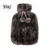 Period Pain Relief Hot Water Bag 2L Bottle with Plush Cover, Pompom Drawstring Bag, Winter Warm for Hands, Feet, Stomach Portable