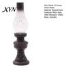 Smoked Glass Candle Holder Miniature Kerosene Lamp Resin Holder, Retro Oil Figurine with Broken Dot Shade & Carved Base, Tabletop Decor for