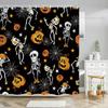 Kids Halloween Shower Curtains Purple Orange Funny Hallowmas Bath Bathroom Decors Grimace Pumpkins Spooky Skulls Shower Curtain