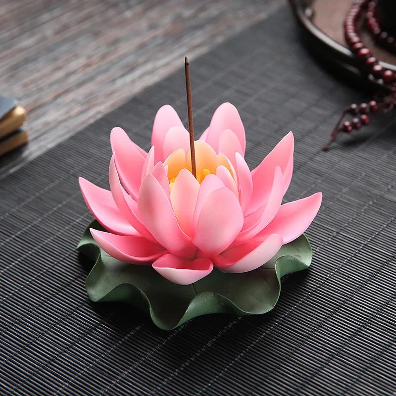 Y Ceramic Handicraft Stick Incense Burners Simulation Lotus Incense Holder Ornaments Zen Aromatherapy Tea Office Spiritual Decor