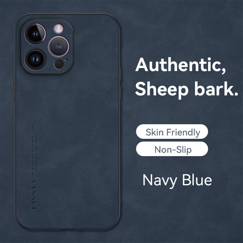 Luxury Sheepskin Bark Cover Case for iPhone 14 Pro Max 13 12 11 XR X 7 8 Plus SE 2022 Fashion Case Soft Frame Hard Back Cover