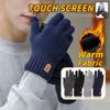 1 Paar Herren Winter Strickhandschuhe Touchscreen Dick Warm Winddicht Elastisch Fünf Finger Anti-Rutsch Plüsch Weiche Outdoor Camping Vollfingerhandschuhe