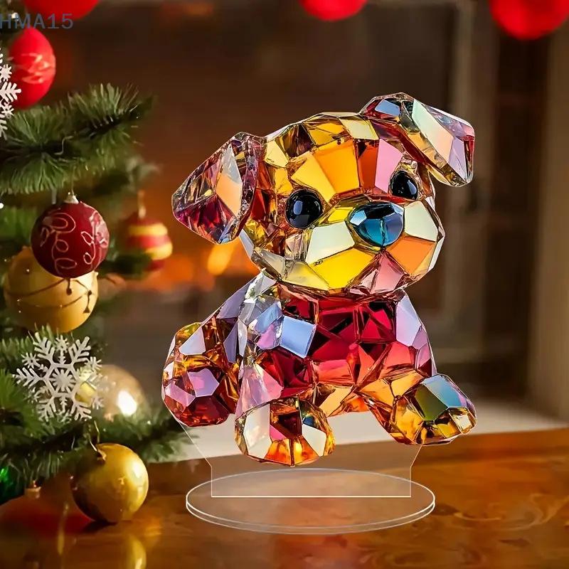 1PC 21*16.9cm Acrylic 2D Colorful Dog Statue Art Craft Desktop Ornaments Christmas Valentine's Day Gifts Home Decoraction Gifts