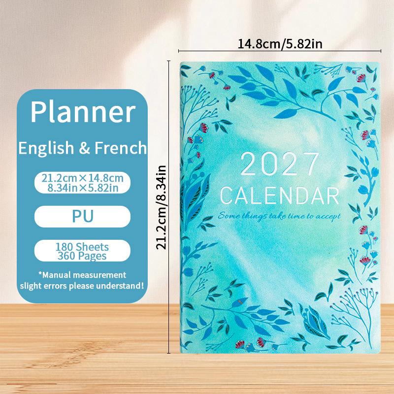 2027 English A5 Daily Planner with Custom Logo