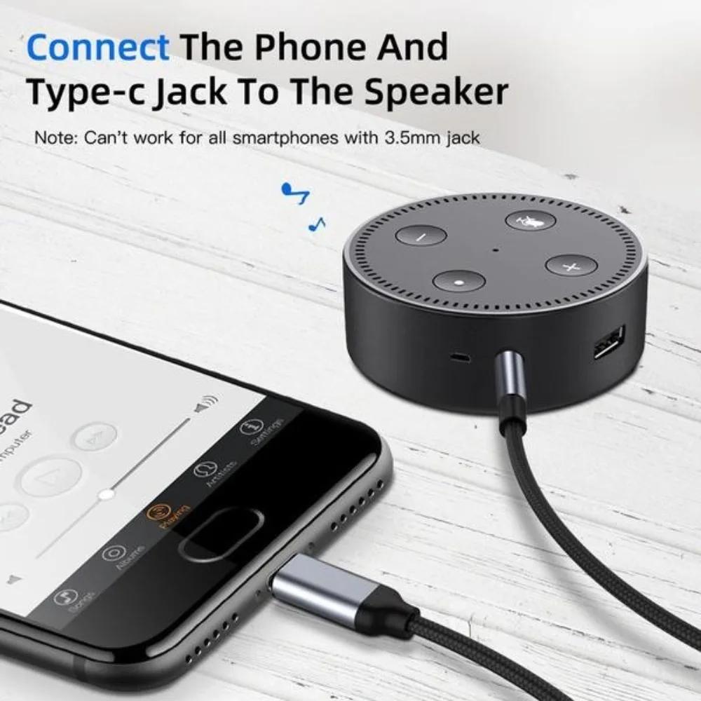 Nylon Braided USB C to 3.5mm Audio Cable Car AUX Adapter Headphone Extension for Music Enjoyment
