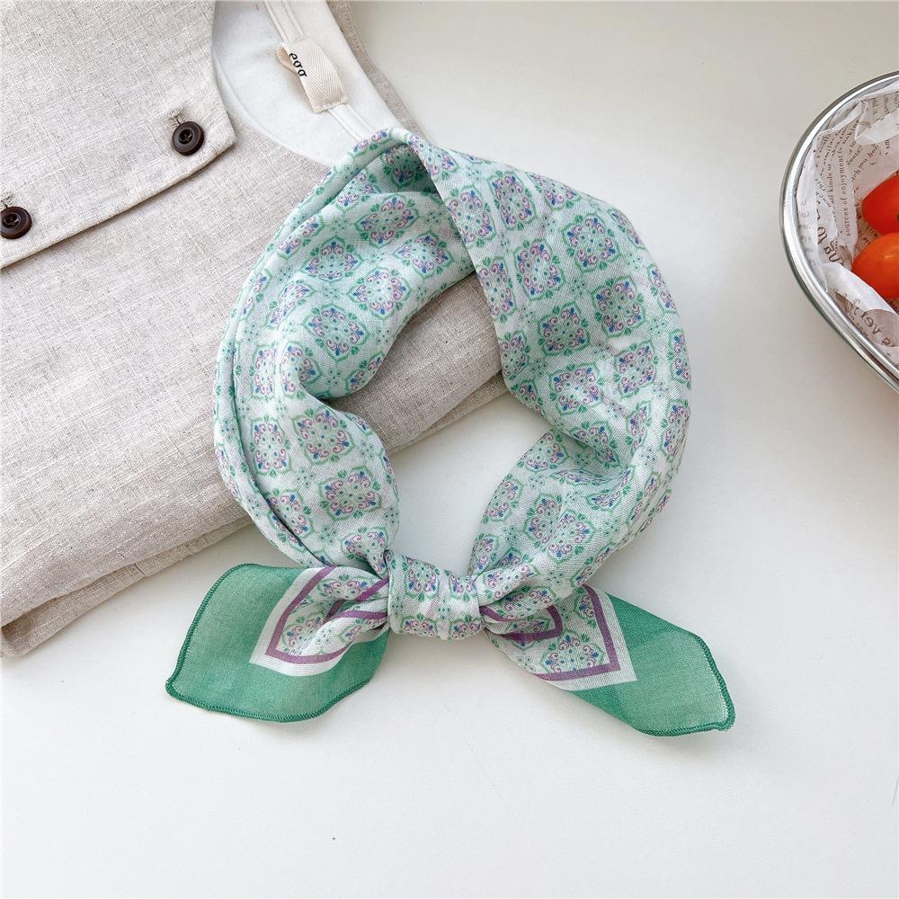 Floral Cotton Linen Print Scarves Cashew Square Handkerchief Simple Small Square Scarf  Outdoor