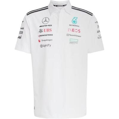 X Mercedes-Amg Petronas F1 Samarbetslag Vardaglig Bekväm Randig Pikétröja Herr Toppar Vit Svart JW0586
