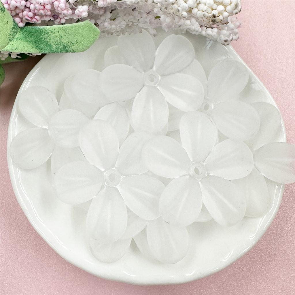DIY Making 10pcs 5 Petals Flower 28.5mm Frosted Semi Transparent Handmade Material DIY Earring Hair Jewelry Accessories Pendant Accessories