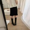 Elegant High-Waist Black Wool A-Line Skirt for Women - Slimming Petite Fit for Autumn and Winter