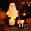 3D Printed Dog-Walking Ghost Decor Ornaments Creative Halloween Decorations Cute Funny Ghost Figurine Holiday Party Scenes