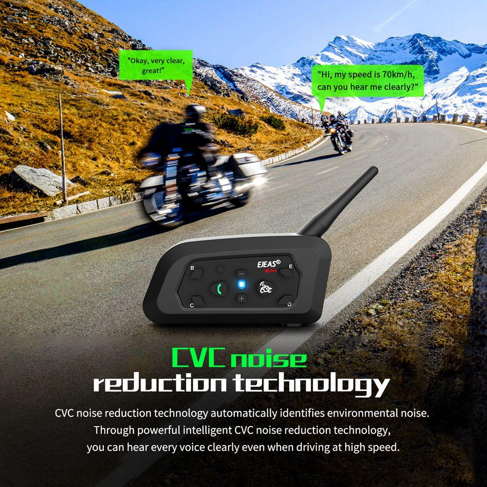 EJEAS V6 PRO+/ Plus Motorcycle Intercom Helmet Bluetooth Headset 6 Riders 800m Communicator Waterproof Music Player Interphone