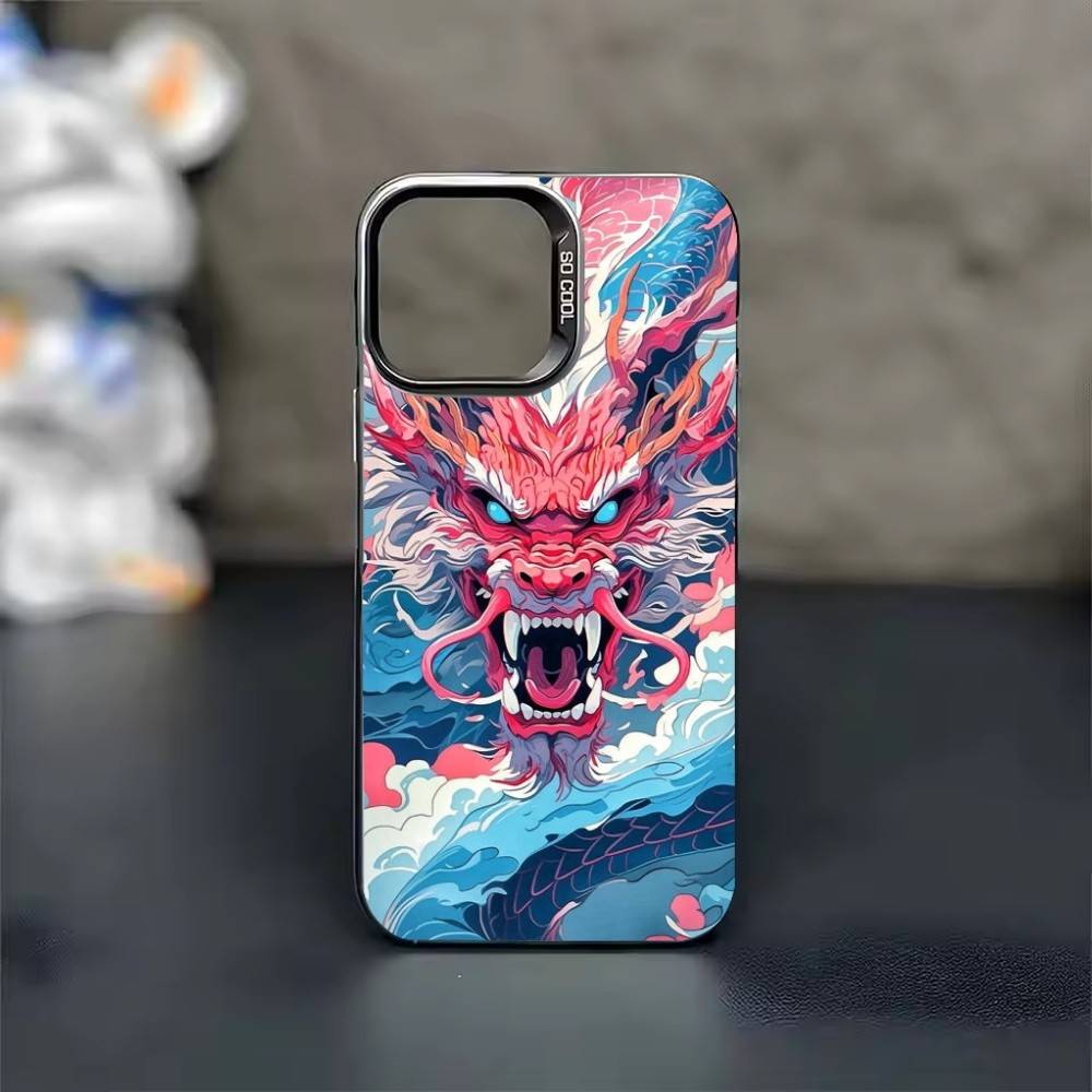 

Colorful Cool dragon Phone Case For iPhone 17 16 15 14 13 12 11 Pro Max Plus Silver candy Matte Cover iPhone15plus