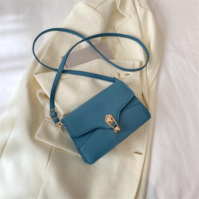 Stylish Pu Leather Crossbody Bag For Women Trendy Street Fashion Square Bag синий