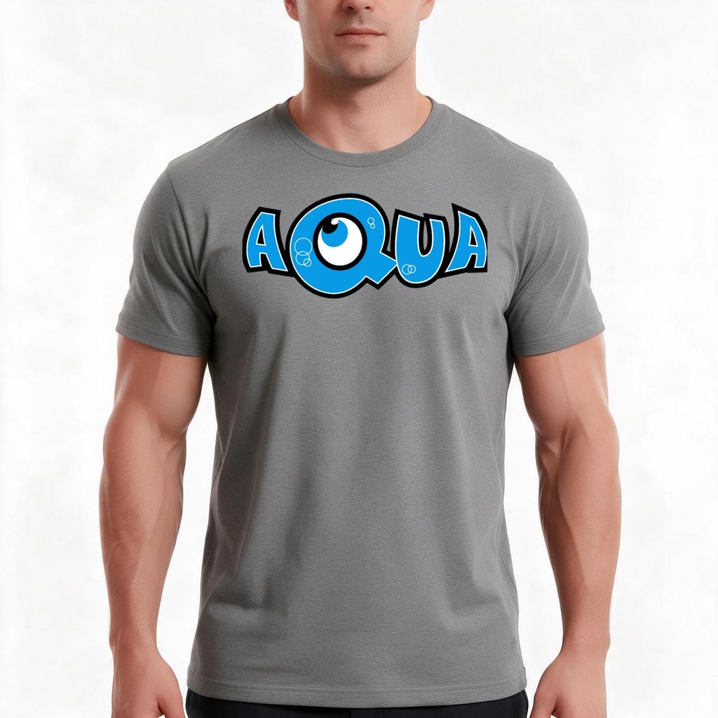 Aqua Band Logo Tshirt Summer Casual Cotton Tee Oversized Streetwear Tops Vintage Graphic Print Loose Fit Short Sleeve