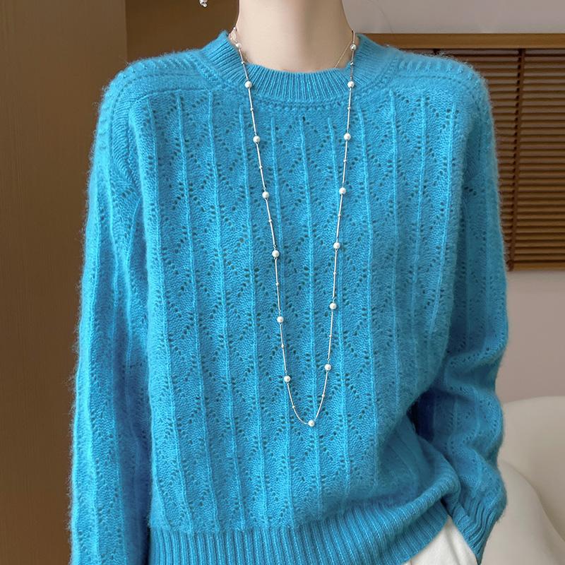 Dámský kašmírový svetr Qinghe kašmír 30% kašmír 70% vlna podzimní a zimní kašmírový svetr ručně tkaný měkký a hřejivý