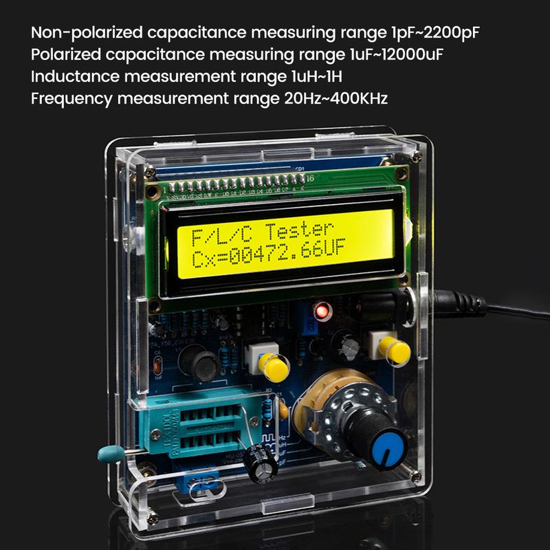 DC5V High Precision Digital Inductance and Capacitance Measuring Instrument DIY Kit with USB Data Cable LCD Frequency Meter