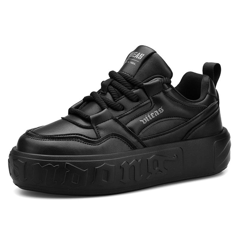 Spring New Versatile Fashion Trendy Thick-soled Shoes Low-top Lace-up White Shoes Sports Casual Shoes Leather Shoes