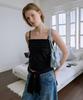 AFTERHOURS Ruffle Sleeveless Top (Black)