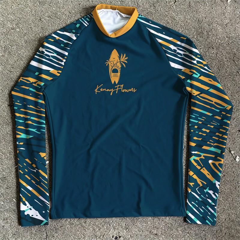 Mens Long Sleeve Rash Guard Quick Dry UPF 50 Surfing Wetsuit Swimming Diving Water Sports