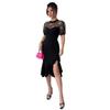 Women's Mesh Jacquard Seam Asymmetrical Waist Dress Royal Sister Light Cooked Wind Dress