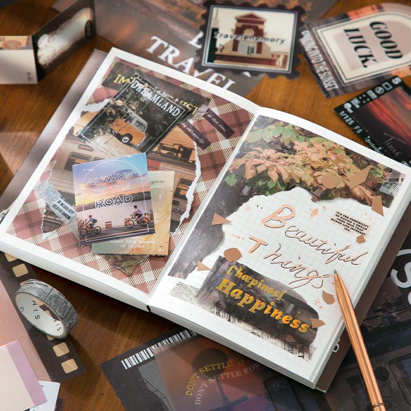 Tijdreiziger Bullet Journal Cadeauset: A6 Ruitjesboek met Artistiek Retro Design - Warm Seizoen Collectie
