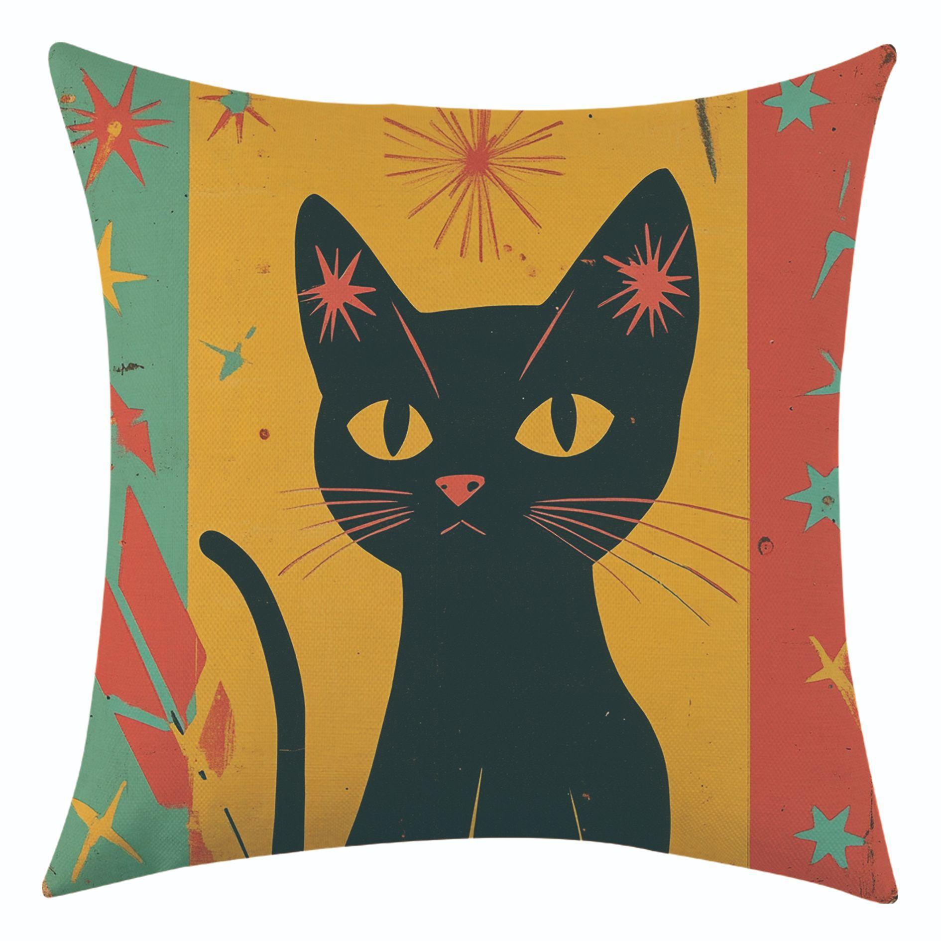 

New Retro-style Linen Pillowcase for Holiday Decoration, Car Sofa Lumbar Pillow and Cushion Cover 45 * 45 separate pillow cover