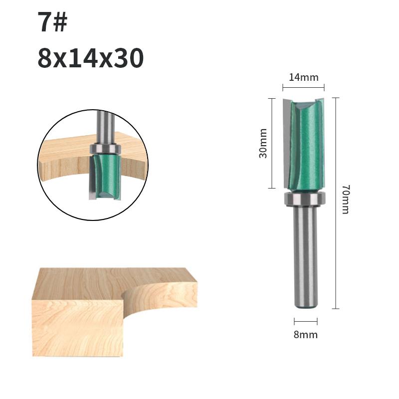 8MM Shank Cove 12MM 14MM Green Pattern Bit Router Bit Face Mill Carbide Cutter Woodworking Milling Cutters for Wood Bit End Mill
