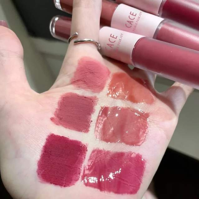 CACE Double Head Lesk na rty Sexy Red Lip Makeup Lip Mud Mirror Vodní lesk Lip Glaze Matná rtěnka Voděodolná korejská kosmetika
