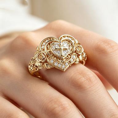 Europe, America, the new heart-shaped cross design is inlaid with a flash zircon ring.