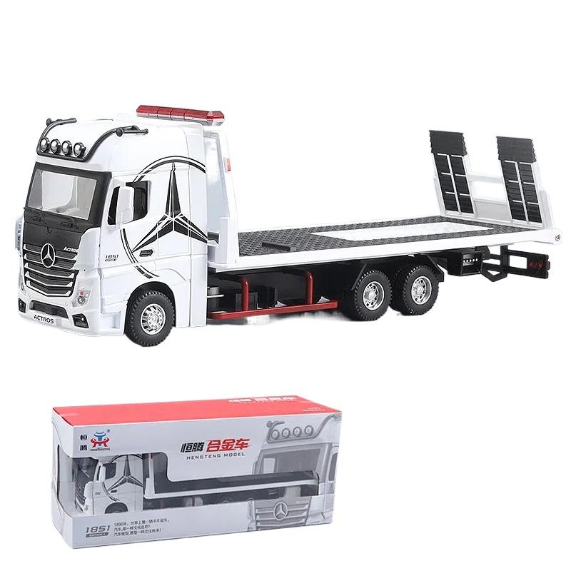 Литой под давлением масштаб 1/24 Benz Actros бортовой грузовик-транспортер прицеп сплав модель детская игрушка подарок коллекционная миниатюрная машина