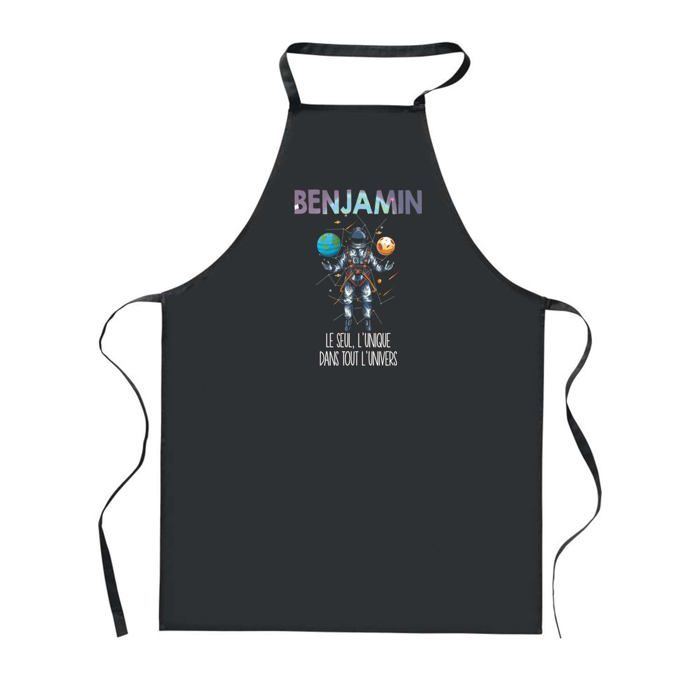 Tablier de cuisine - PLANETEE - Benjamin - Noir - Impression bretonne - 90x60 cm