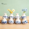 Miniature Flower Pot for Succulents Small Blue and White Porcelains Vase, Mini Chinoiserie Bud Vintage Ceramic Decorative Desktop Planter Oriental