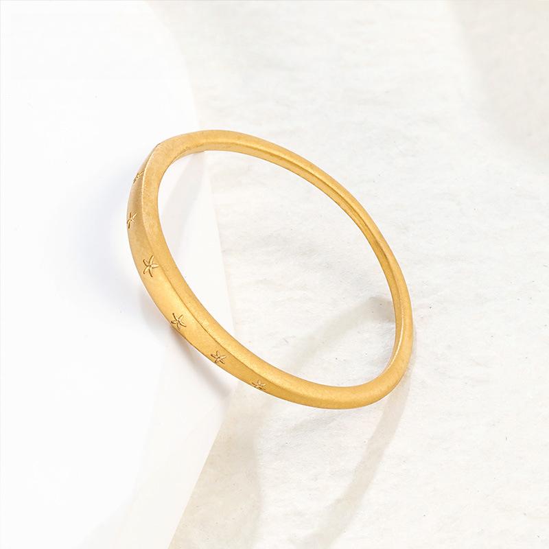 Japanese Sand Gold Small Star Plain Ring, Exquisite High-grade Matte Ring, Titanium Steel Electroplating Stacked Accessories