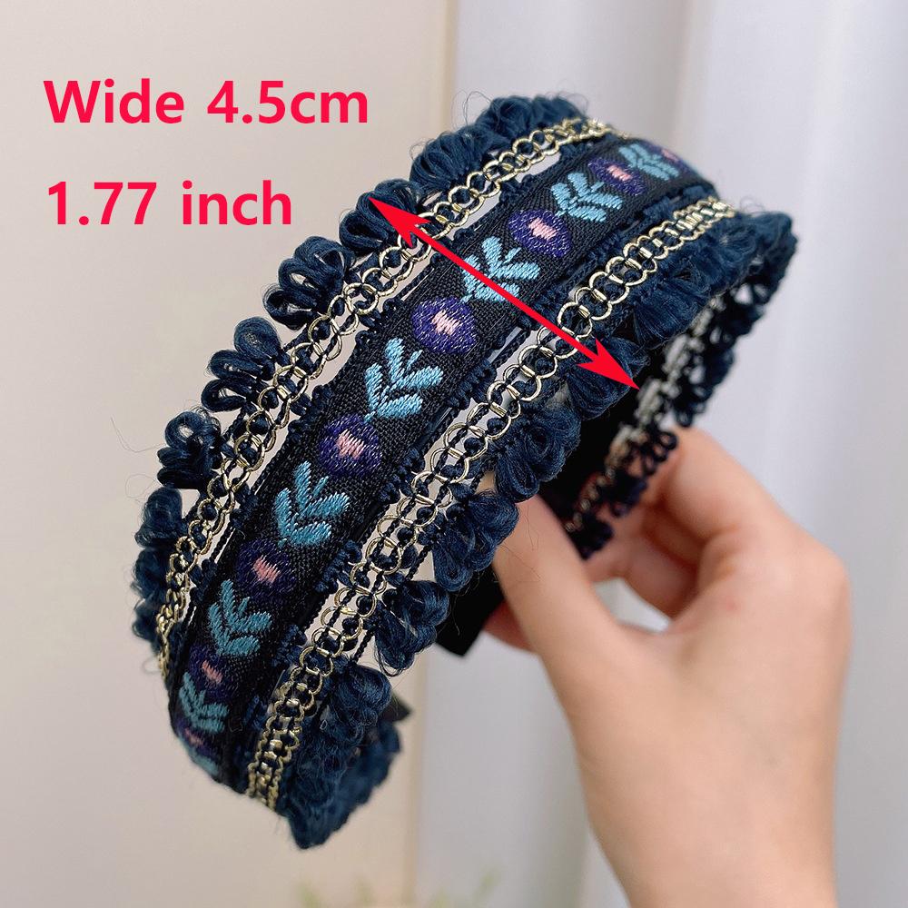 Vintage Headbands for Women Bohemian Ethnic Style Embroidery Flowers Girls Hair Bands Wide Hairband Hair Hoop Hair Accessories