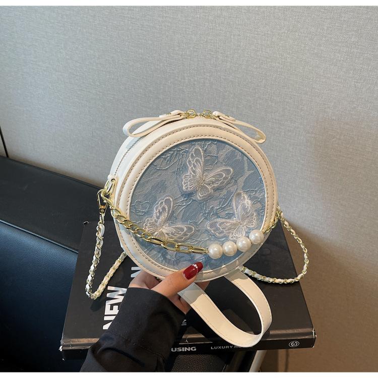 Niche Butterfly Chain Round Cake Bag Small Bag Women's 2025 New Versatile Small Round Bag Messenger Bag