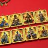 Hand-Painted Gold Thangka Zodiac Amulet Necklace with Guardian Deities Pendant